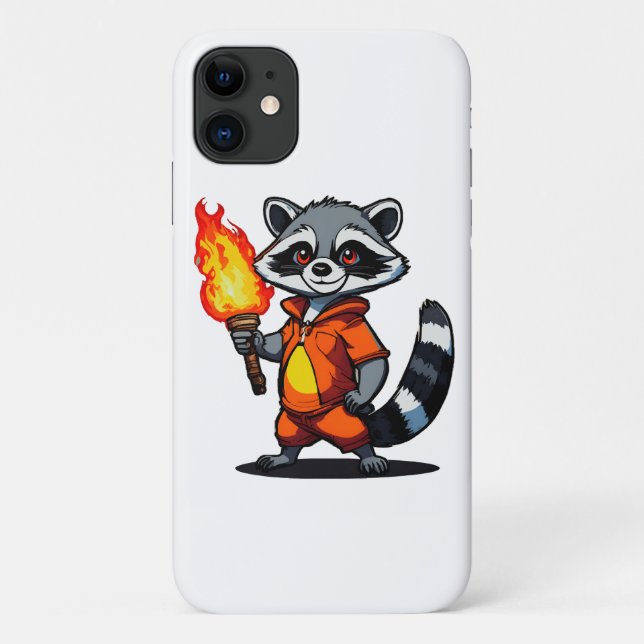 Capa Para iPhone 11 Guaxinim com Tocha (Verso)
