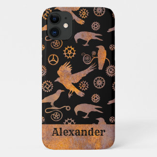 Capa Para iPhone 11 Guias e Corvos Esterilizados Steampunk Nome Person