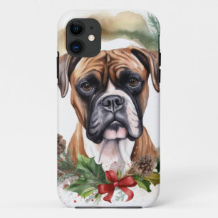 Capa Para iPhone 11 Guirlanda de Natal do Boxer Pupila Festiva