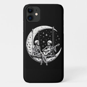 Capa Para iPhone 11 Guitarra Lua Casal Esqueleto