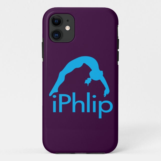 Capa Para iPhone 11 Gymnast azul da ginástica do iPhlip (Verso)