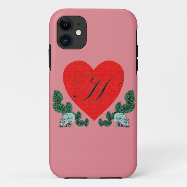 Capa Para iPhone 11 H num coração (Verso)