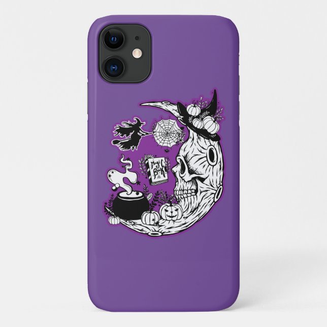 Capa Para iPhone 11 Halloween Crescent Moon Witold Skull (Verso)