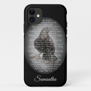 Capa Para iPhone 11 Halloween, Edgar Allen Poe, Raven, Nome Personaliz
