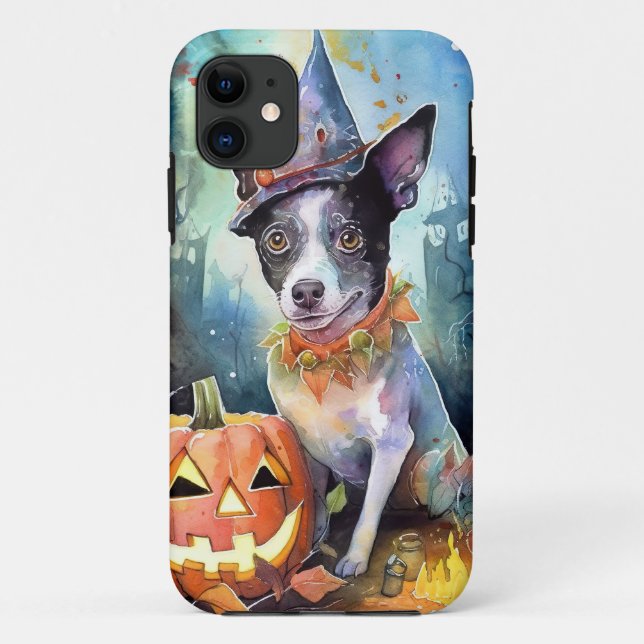Capa Para iPhone 11 Halloween Gado Australiano Com Abóboras Assustador (Verso)