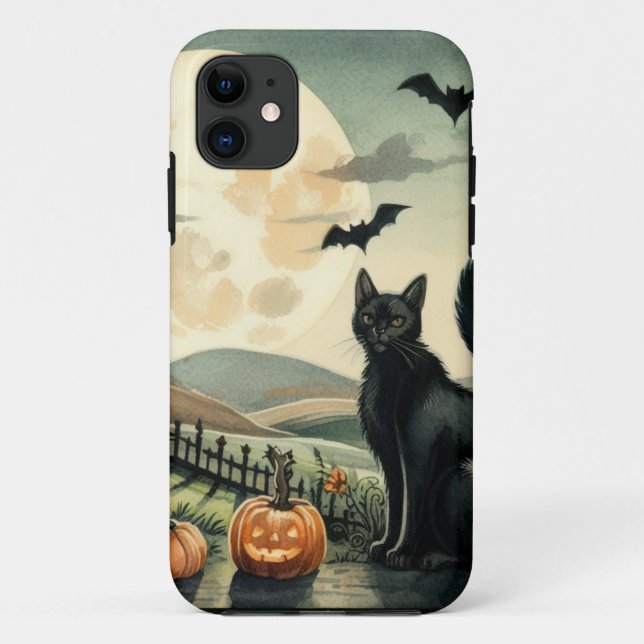 Capa Para iPhone 11 Halloween/outono/Outono/Abóbora/gato (Verso)