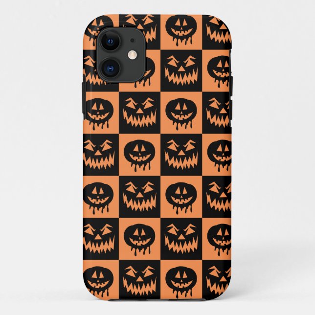 Capa Para iPhone 11 Halloween Pumpkin Face Ghost Spooky Patterno (Verso)
