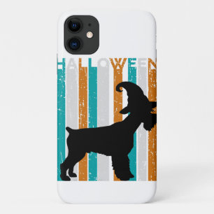 Capa Para iPhone 11 Halloween Schnauzer Silhouzer Cão Laranja Legal
