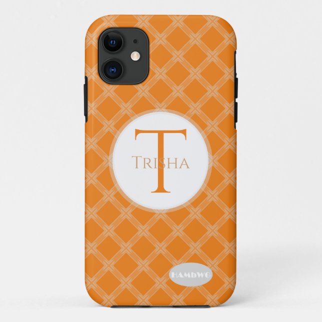 Capa Para iPhone 11 HAMbWG - Cor Personalizada do Monograma Padrão (Verso)
