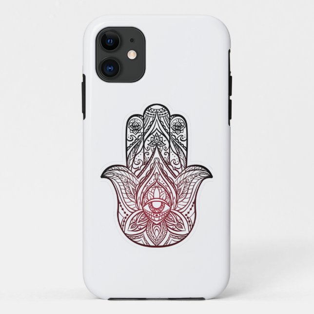 Capa Para iPhone 11 Hamsa com padrão boho (Verso)