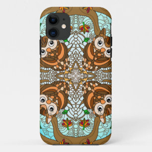 Capa Para iPhone 11 Hand Drawn Owl Mandala Trabalho de arte