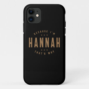 Capa Para iPhone 11 Hannah Name Personalizado Aniversário Nome Hannah