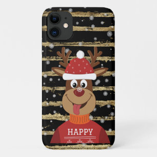 Capa Para iPhone 11 Happy Reindeer In The Snow
