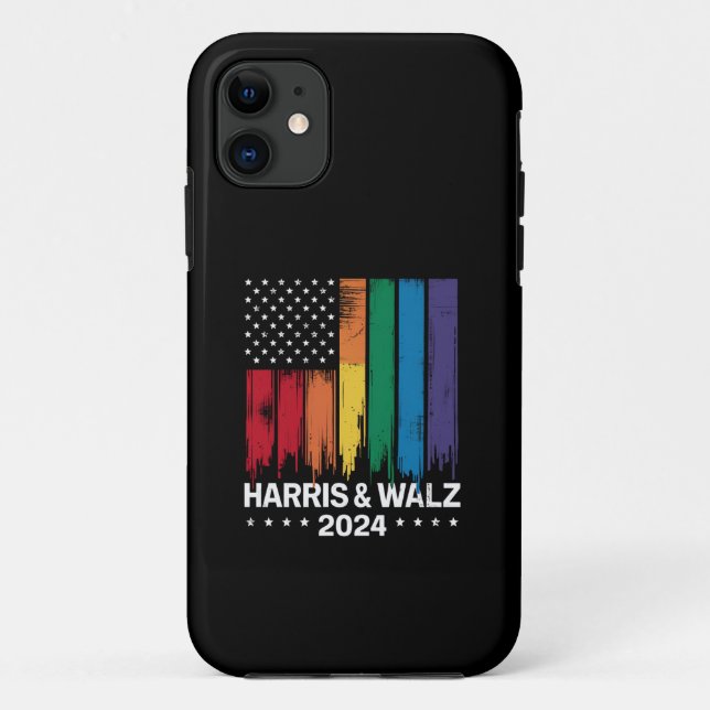 Capa Para iPhone 11 Harris Waltz 2024 Gay eleitoral Tim Waltz LGBTQ (Verso)