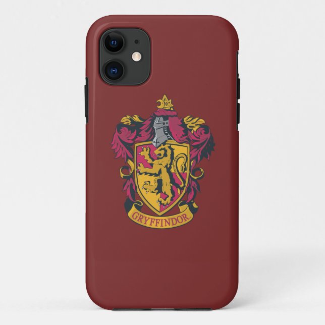 Capa Para iPhone 11 Harry Potter| Gryffindor Crest Dourado e Vermelho (Verso)