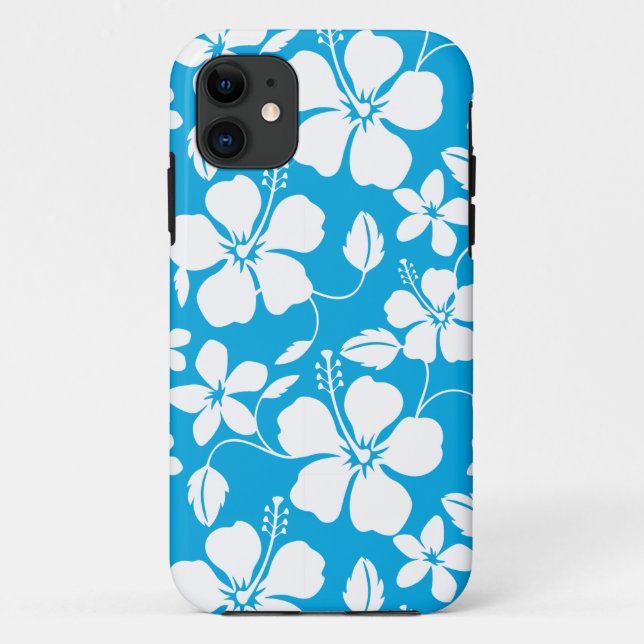 CAPA PARA iPhone 11 HAWAIIAN HULA (HIBISCUS) AZUL (Verso)