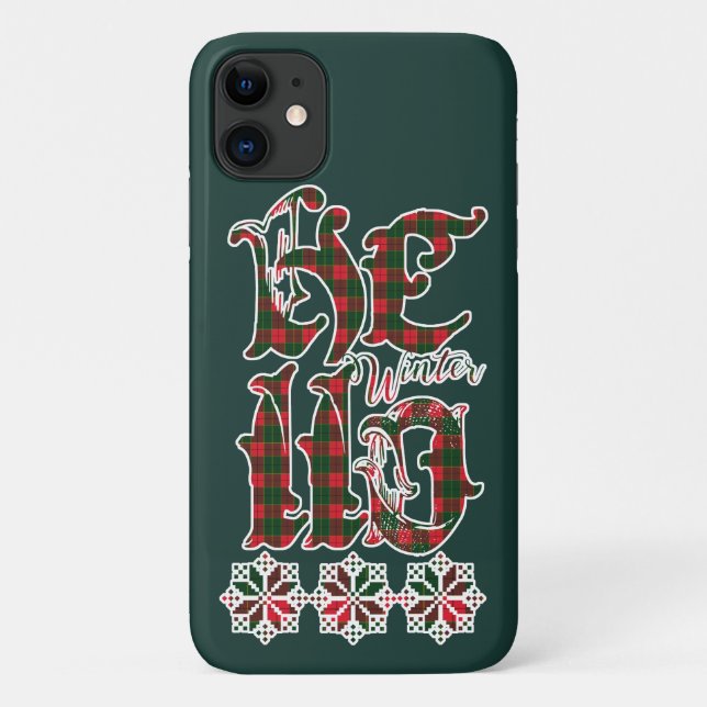 Capa Para iPhone 11 Hello Winter Holiday Lettering, Scotland Pattern (Verso)