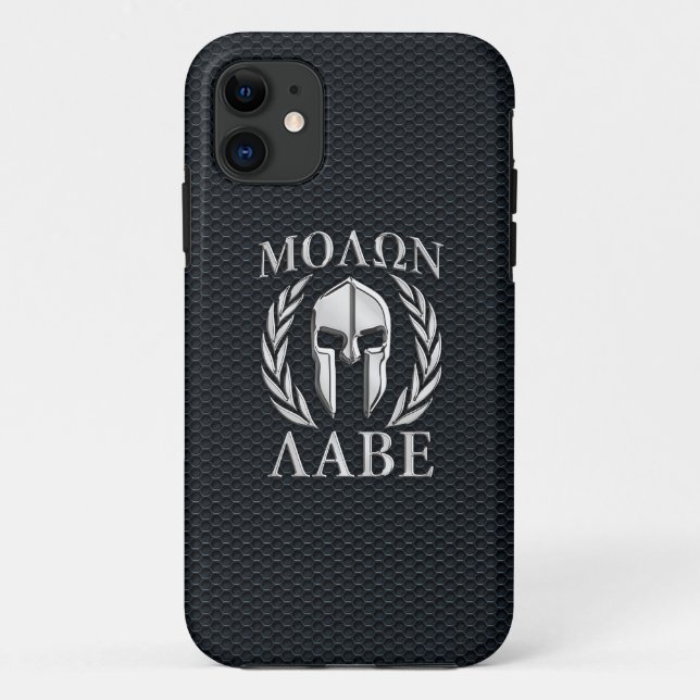 Capa Para iPhone 11 Helmet Molon Labe Chrome Spartan no iPhone de Gril (Verso)