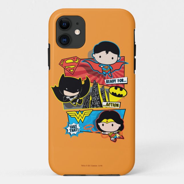 Capa Para iPhone 11 Heróis Chibi Prontos Para Ação! (Verso)
