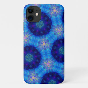 Capa Para iPhone 11 Hexágono Azul Brilhante Caleidoscópio Padrão Ca
