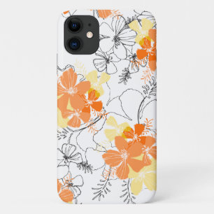 Capa Para iPhone 11 Hibiscus Floral Papaya, no Havaí, durante a meia-n