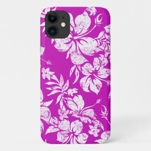 Capa Para iPhone 11 Hibiscus Pareau Hawaiian Floral Magenta
