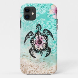 Capa Para iPhone 11 Hibiscus Turtle