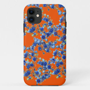 Capa Para iPhone 11 hidrangea laranja e azul