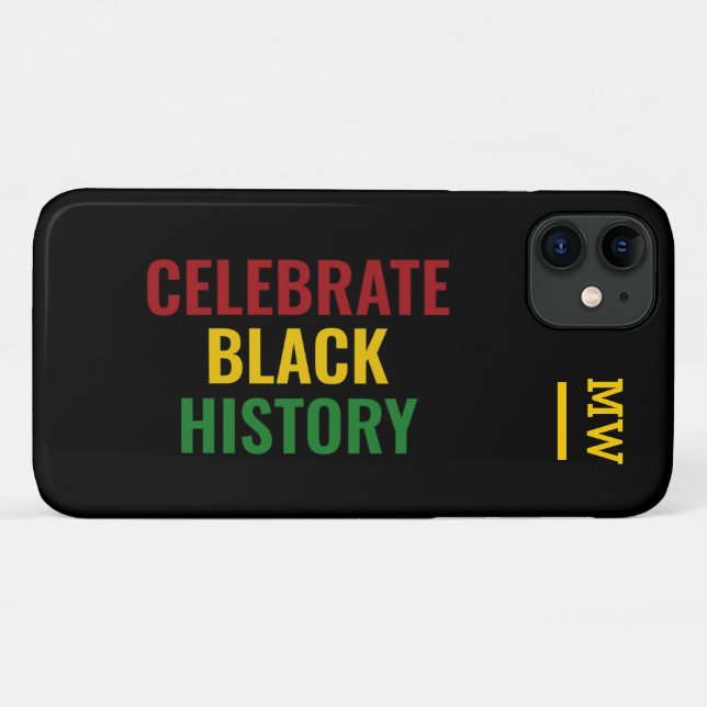 Capa Para iPhone 11 HISTÓRIA NEGRA DE CELEBRADO DE na moda Monograma (Verso (horizontal))