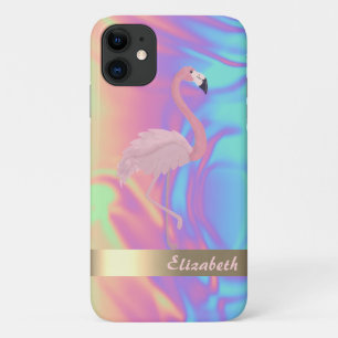 Capa Para iPhone 11 Holográfico do Ombre Flamingo Rosa Moderno