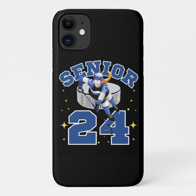 Capa Para iPhone 11 Hóquei no Gelo Engraçado Sênior 2024 (Verso)