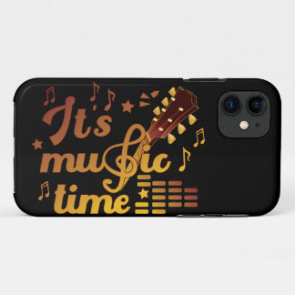 Capa Para iPhone 11 Hora da Música, Musical do Violão Dourado