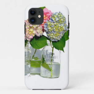 Capa Para iPhone 11 hortênsias e jarro de mason