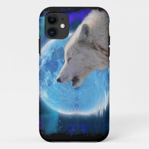 Capa Para iPhone 11 Howling Artic Wolf, Moon & Aurora Willife Art