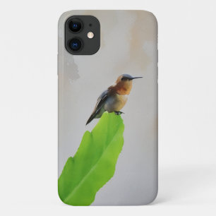 Capa Para iPhone 11 Hummingbird no Cactus Paddle Watercolor Style Art