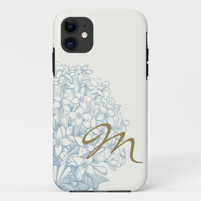 Capa Para iPhone 11 Hydrangea Monogrammed (Verso)