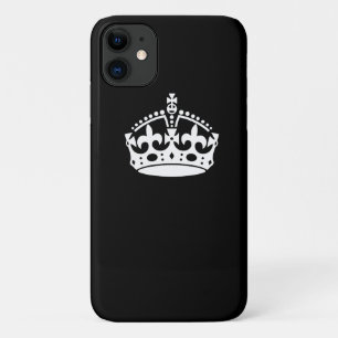 Capa Para iPhone 11 Ícone Manter Calma Coroa em Preto