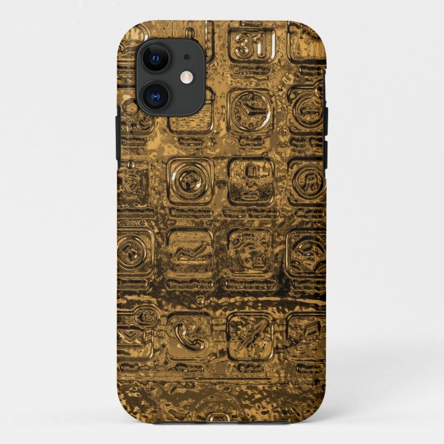 Capa Para iPhone 11 Ícones Dourados de telefone celular (Verso)