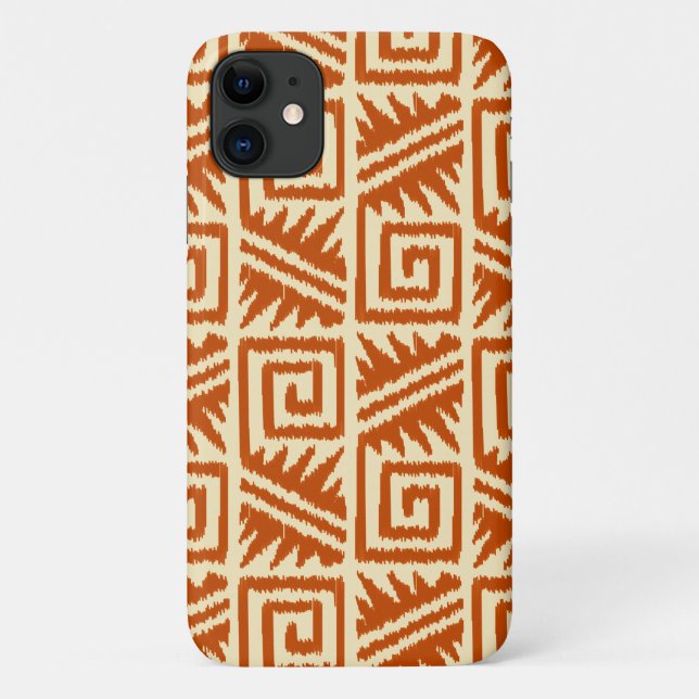 Capa Para iPhone 11 Ikat Aztec Padrão - Mandarina e Laranja Claro (Verso)