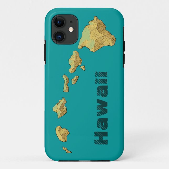 Capa Para iPhone 11 Ilhas Hawaii - dourado azul verde iphone 5 case (Verso)