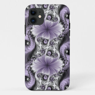 Capa Para iPhone 11 Ilusão Lilás Arte Floral Abstrata Fantasia Fractal