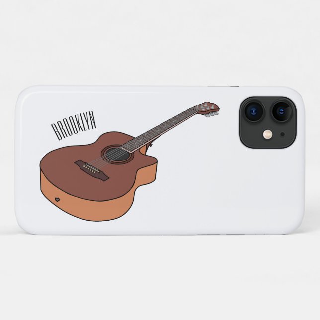 Capa Para iPhone 11 Ilustração acústica de desenho animado (Verso (horizontal))