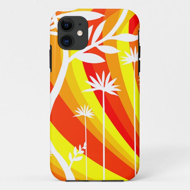 Capa Para iPhone 11 Ilustração Botânica Laranja e Branca (Verso)