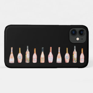 Capa Para iPhone 11 Ilustração da aquarela da garrafa de vinho rosé