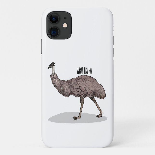 Capa Para iPhone 11 Ilustração de desenho animado de aves da Emu (Verso)