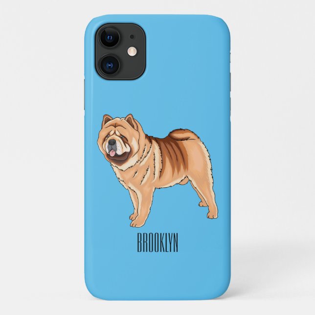 Capa Para iPhone 11 Ilustração de desenho animado de cão Chow Chow (Verso)