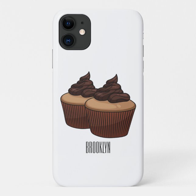 Capa Para iPhone 11 ilustração de desenho animado de cupcake (Verso)