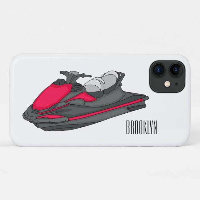 Capa Para iPhone 11 Ilustração de desenho animado de esqui jet (Verso (horizontal))