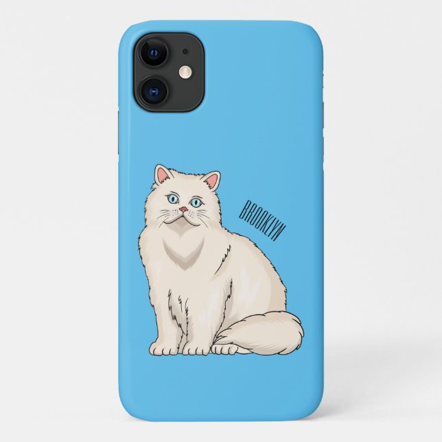 Capa Para iPhone 11 Ilustração de desenho animado de gato persa (Verso)