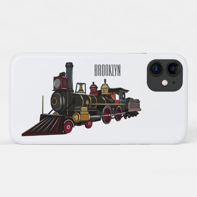 Capa Para iPhone 11 Ilustração de desenho animado de locomotiva a vapo (Verso (horizontal))